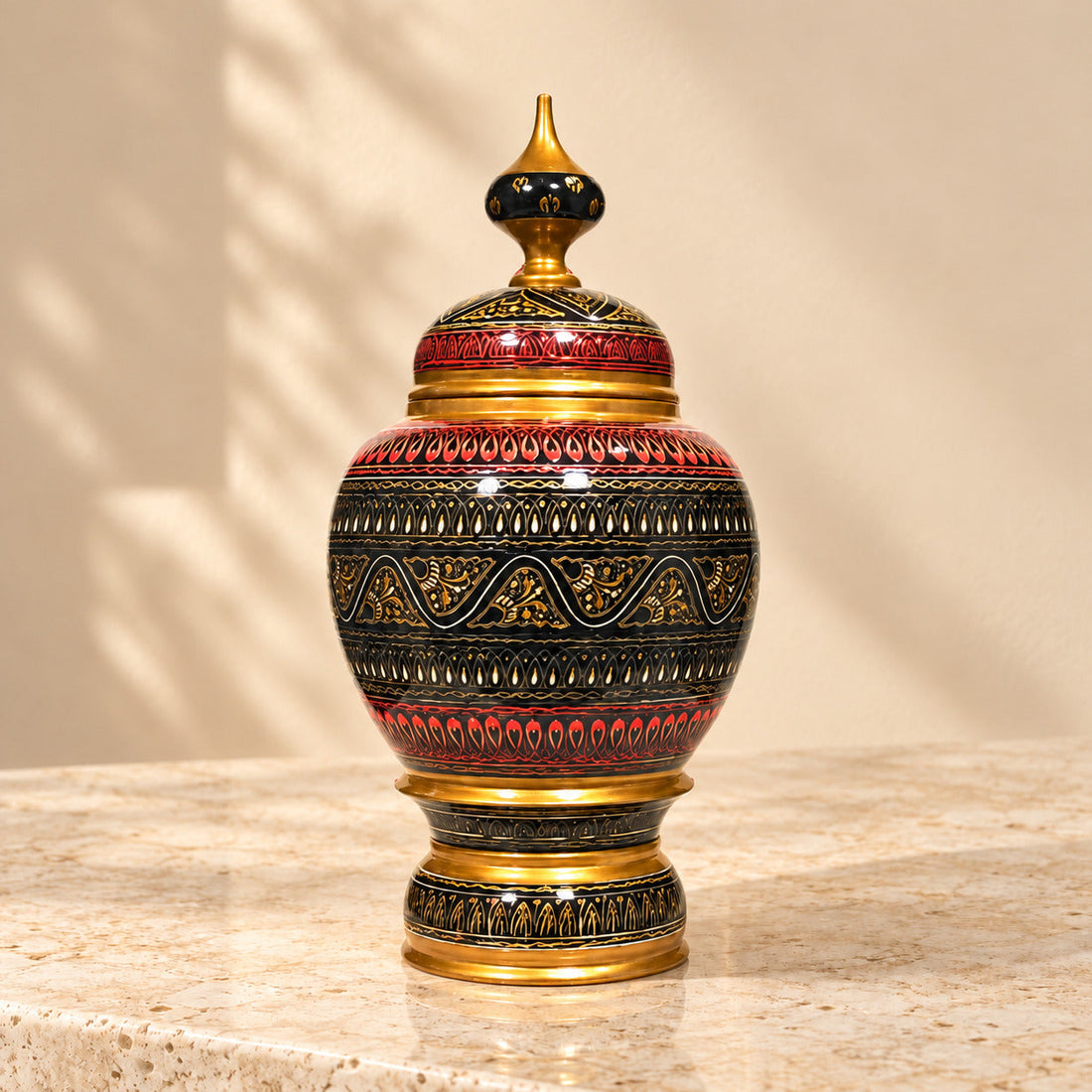 Black And Red Laquer Art jar