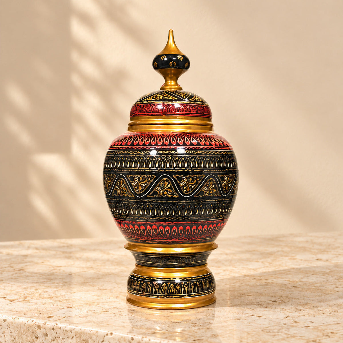 Black And Red Laquer Art jar