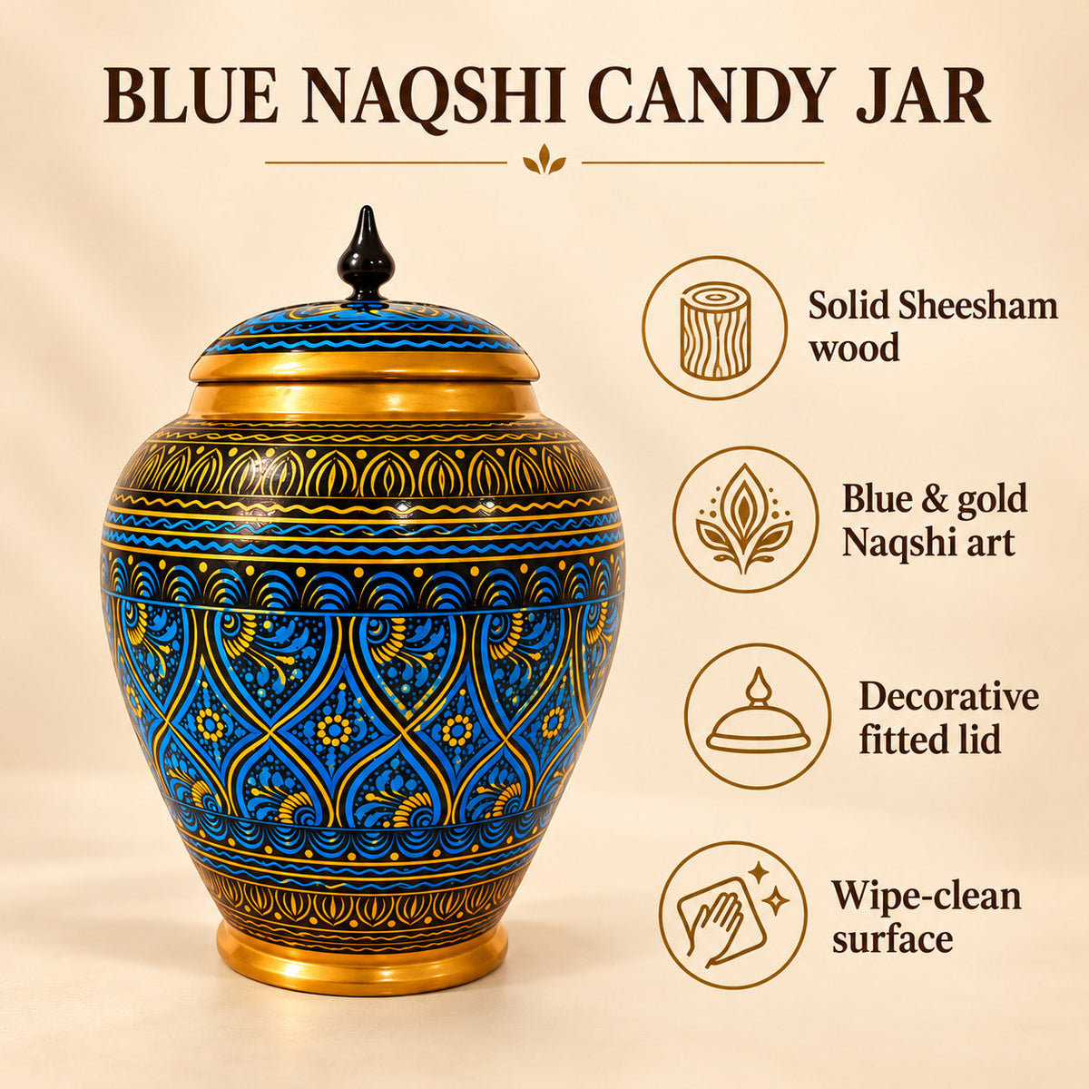 Blue Naqshi Art Candy Jar