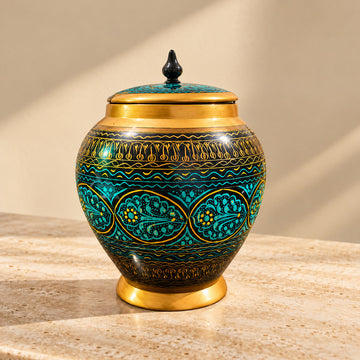 Green Naqshi Art Candy Jar