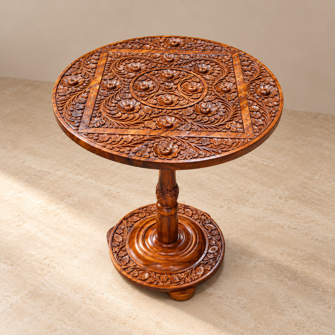 Handmade Coffee Table With Hand Craved Work 18"