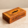 Elegant Handmade Wooden Tissue Box with Brass Accents – 6x11