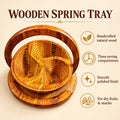 3-Portion Handcrafted Wooden Spring Tray – Stylish & Functional Dry Fruit Server