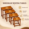 Sheesham Wood Nesting Tables with Handmaded Work (Set of 4)