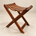 Handmade Foldable Wooden Tukri Shape Stool with Brass Work – Pure Sheesham Wood | 20” Height x 21” Length x 12” Width