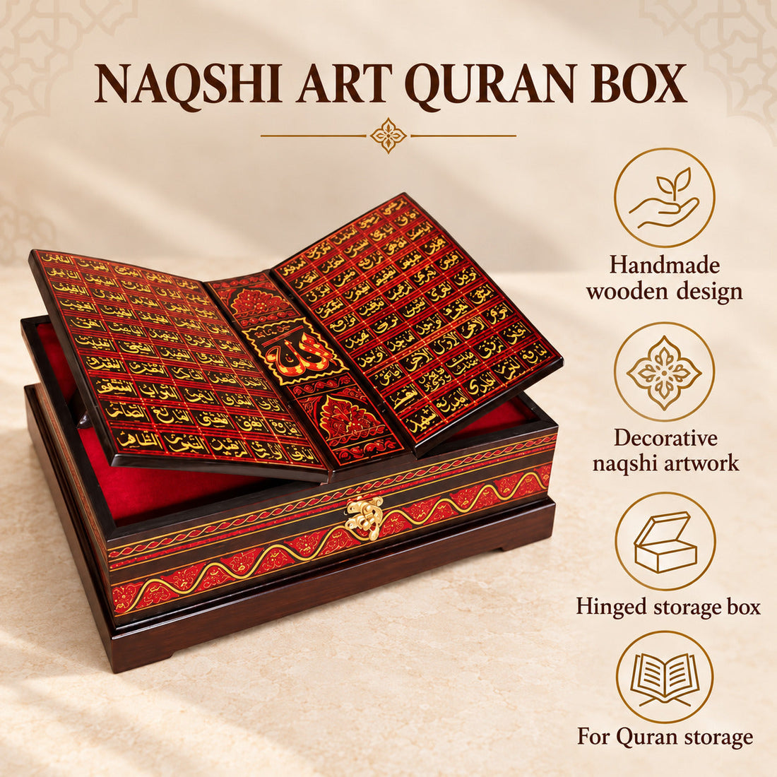 Wooden Handmaded Quran Box with naqshi art