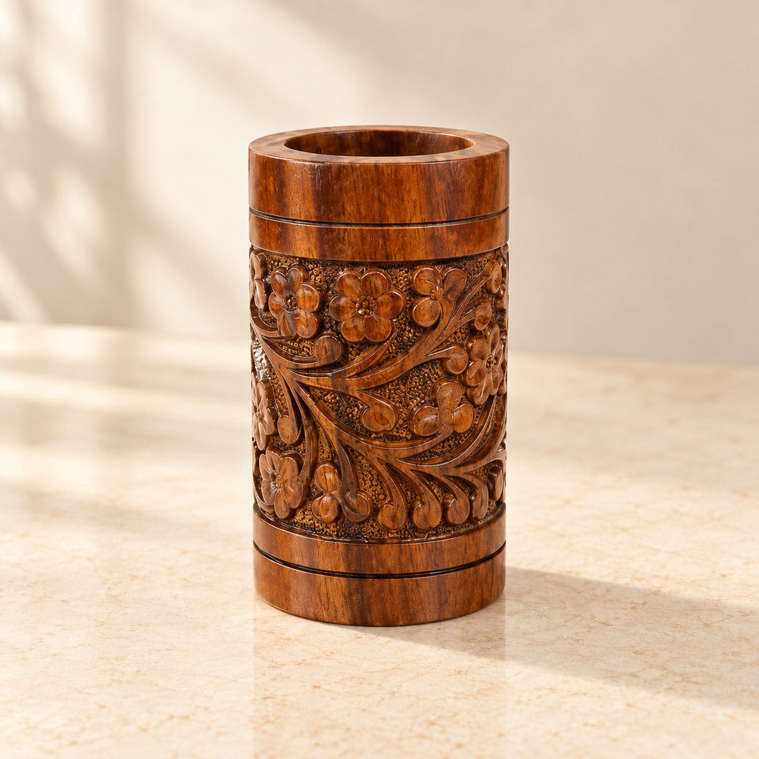 Makeup console & Brush holder with hand carved work