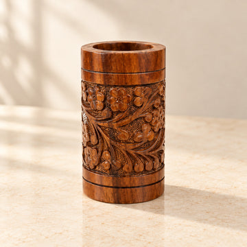 Makeup console & Brush holder with hand carved work