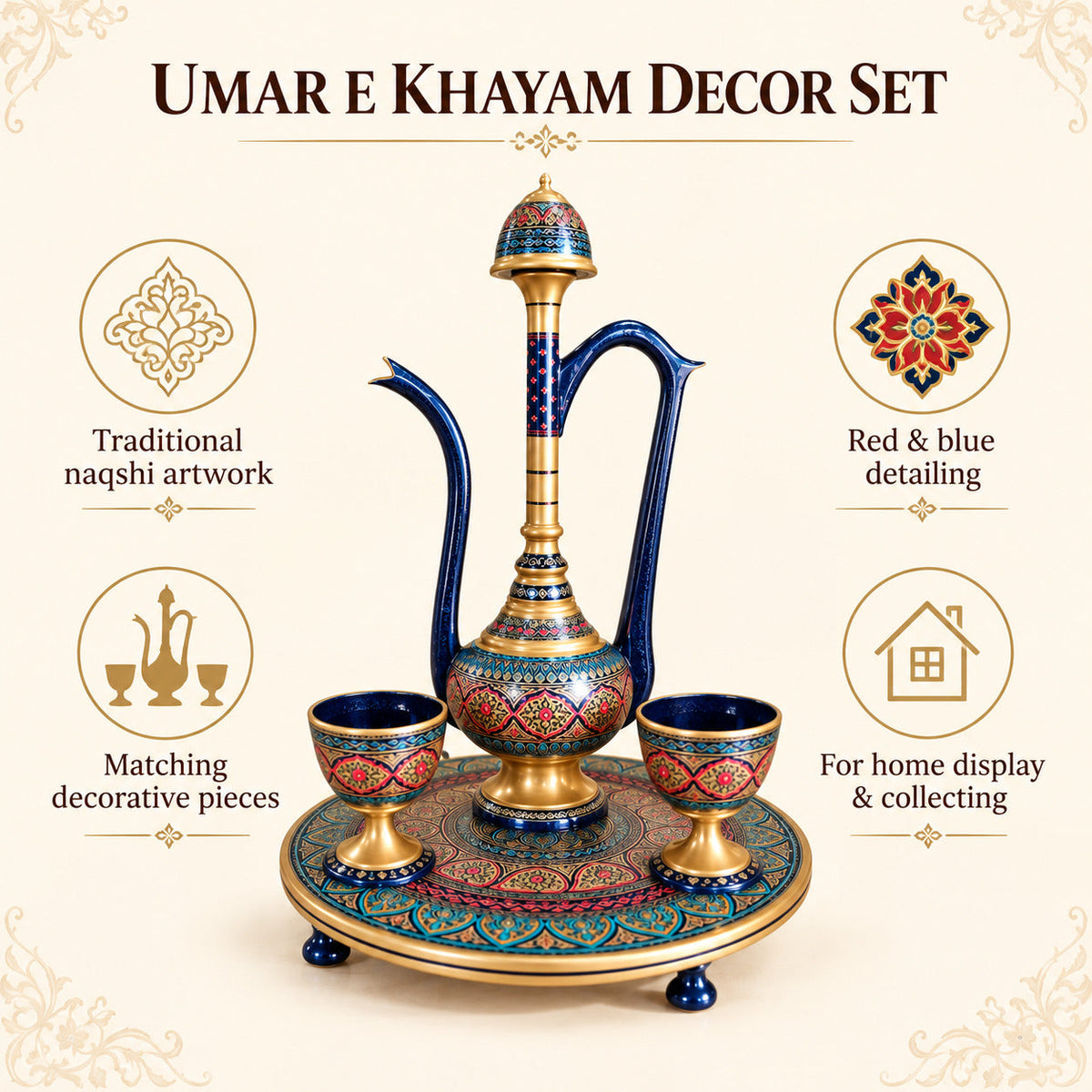 Umar e Khayam With Beautiful Red & Blue  Naqshi Art