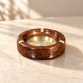 Wooden & Brass Round Ashtray – 6 Inches | Handmade Classic Design