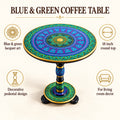 Lacquer Art Coffee Table Blue Green 18 Inches