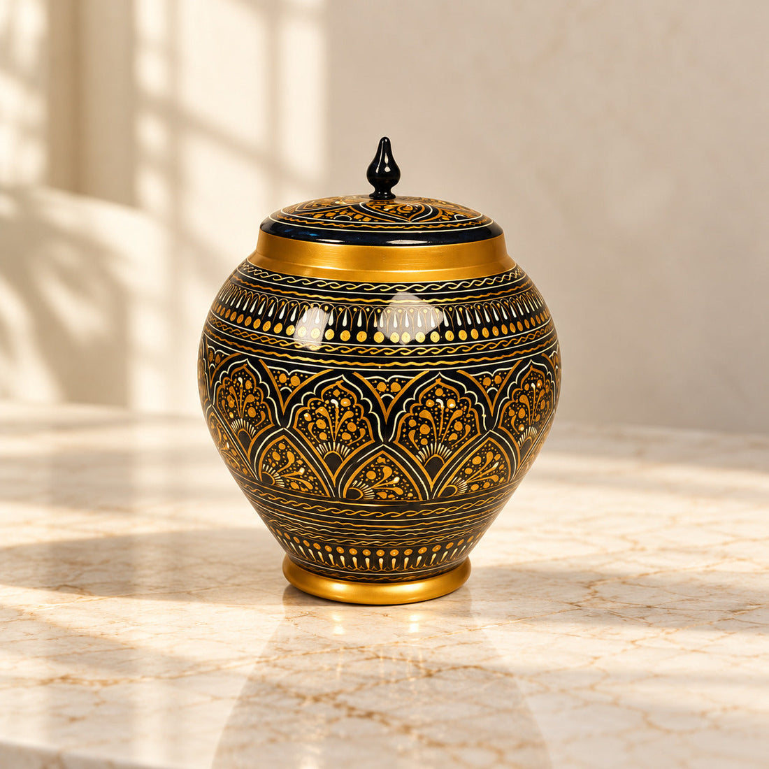 Black & Golden Naqshi Art Candy Jar