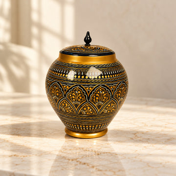 Black & Golden Naqshi Art Candy Jar
