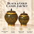 Black & Golden Candy Jar --- Set of 2
