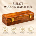 Luxury Wooden Watch Box – 5 Slot Organizer with Solid Wooden Lid