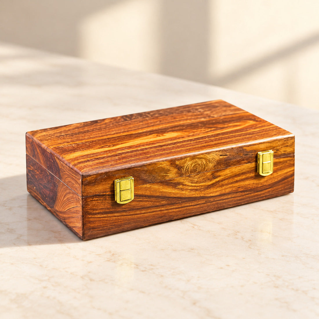 Handmade Wooden Watch Box – 10 Slot Organizer with Solid Wooden Lid