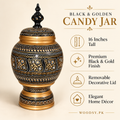 Black & Golden Candy Jar – 16 Inches